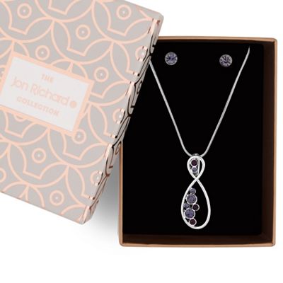 Tonal crystal infinity pendant and earring set